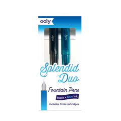 Stilouri Splendid Duo - set de 2 stilouri cu 4 rezerve de cerneala albastra si neagra - Ooly