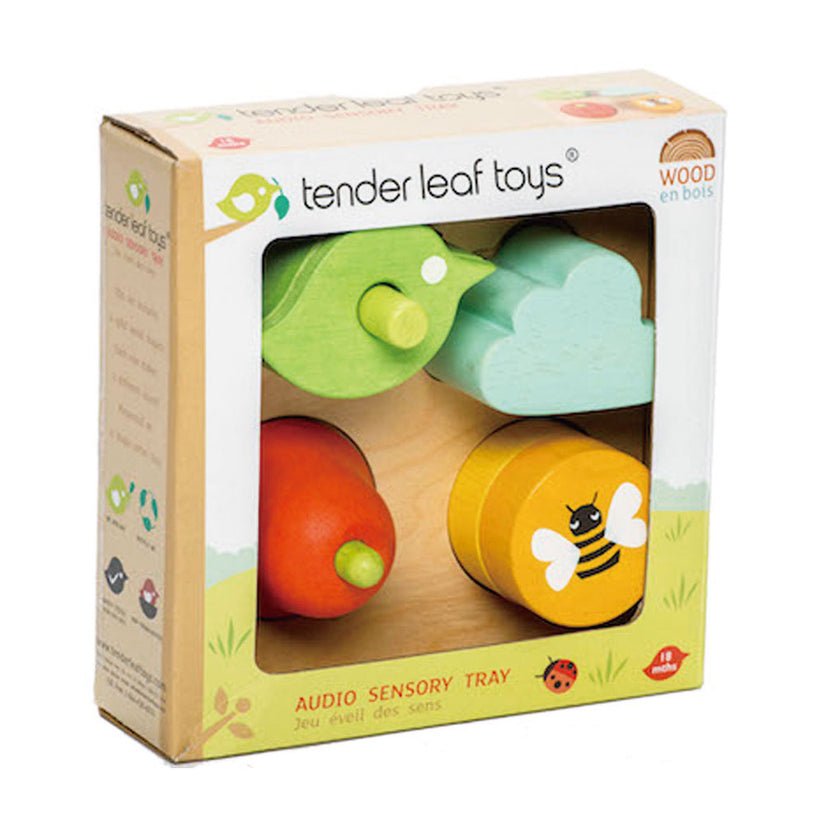 Tabla senzoriala cu efecte audio, din lemn premium - Audio Sensory Tray - 5 piese - Tender Leaf Toys - Publisol.ro