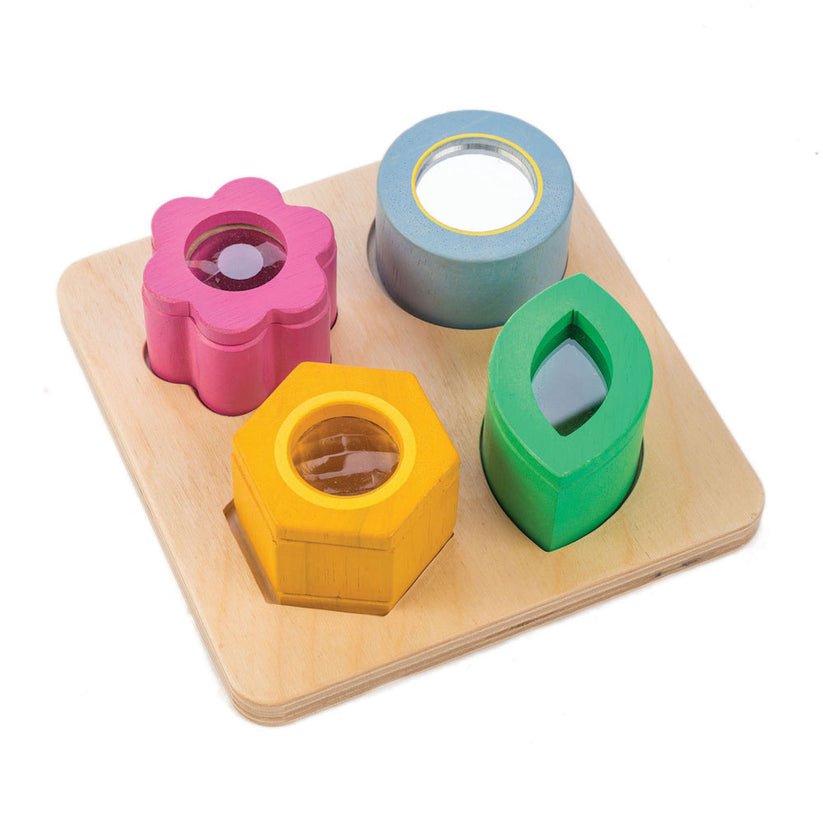 Tabla senzoriala cu efecte vizuale, din lemn premium - Audio Sensory Tray - 5 piese - Tender Leaf Toys - Publisol.ro
