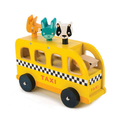 Taxi pentru animale, din lemn premium - Animal Taxi - 4 piese - Tender Leaf Toys - Publisol.ro