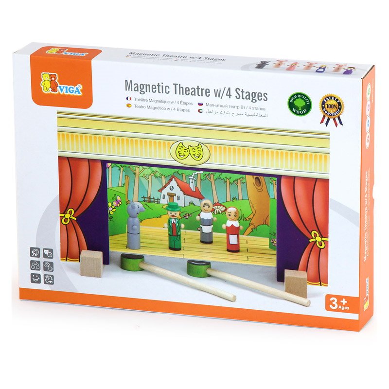 Teatru de papusi magnetic din lemn, Viga Toys - Publisol.ro