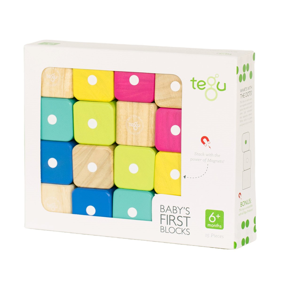 Tegu Baby, primele blocuri din lemn magnetic, 15 buc. - Publisol.ro