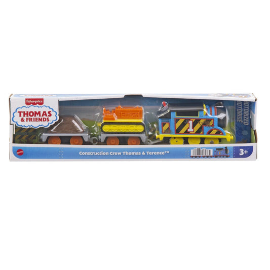 Thomas locomotiva motorizata echipa pe santier Thomas and Terence cu 2 vagoane - Publisol.ro