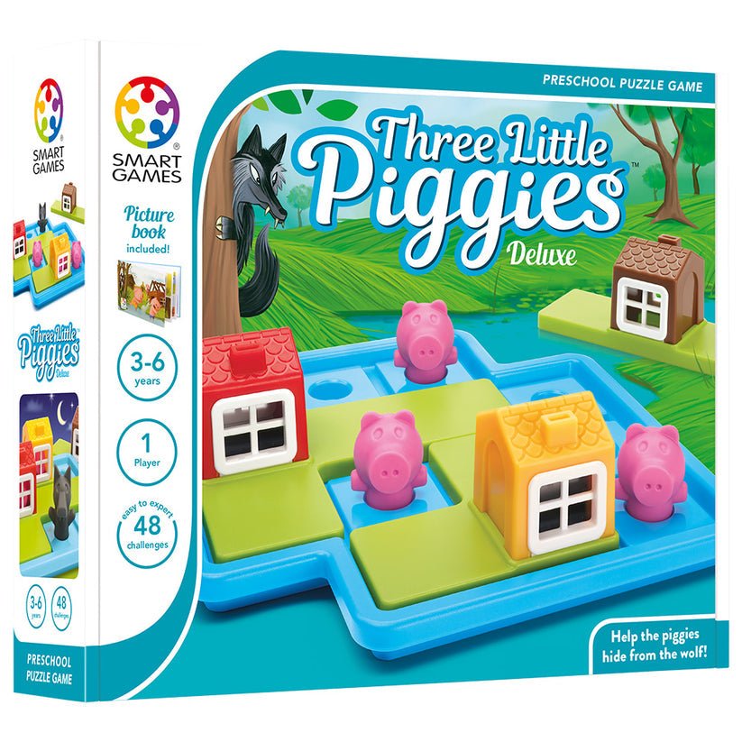 Three Little Piggies - Deluxe, joc de logica cu 48 de provocari, 3+ ani, editie internationala, Smart Games - Publisol.ro