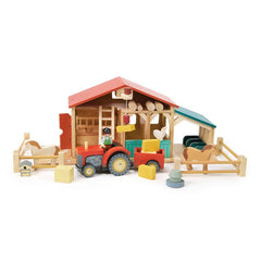 Tractorul cu remorca, din lemn premium - Farmyard Tractor - 7 piese - Tender Leaf Toys - Publisol.ro