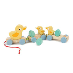 Trenulet tractabil cu ratuste, din lemn premium - Pull Along Ducks - 9 piese - Tender Leaf Toys - Publisol.ro