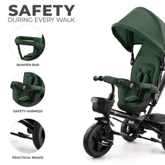 Tricicleta copii kinderkraft aveo, mystic green, Kinderkraft - Publisol.ro