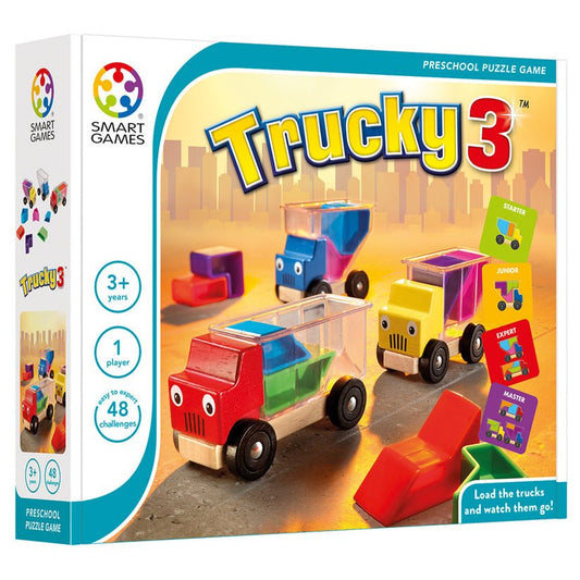 Trucky 3, joc de logica cu 48 de provocari, 3+ ani, editie internationala, Smart Games - Publisol.ro