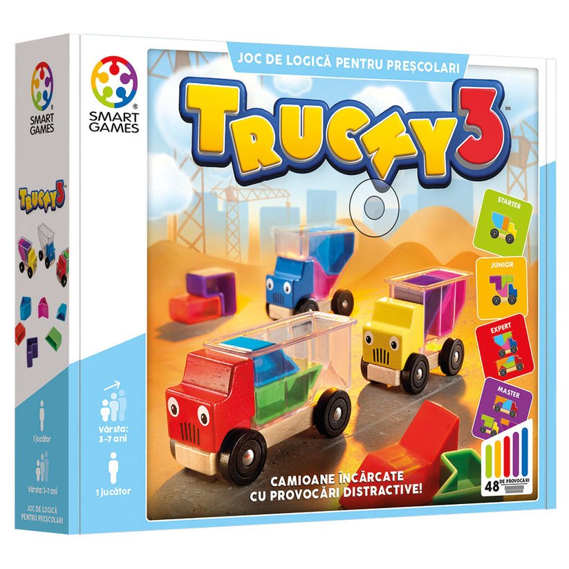 Trucky 3, joc de logica cu 48 de provocari, 3+ ani, editie lb. Romana, Smart Games - Publisol.ro