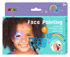 Trusa make - up pictura fata cu sabloane incluse - sase culori non - alergice - curcubeu si stele - Avenir - Publisol.ro