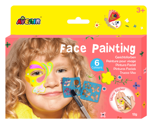Trusa make - up pictura fata cu sabloane incluse - sase culori non - alergice - flori si fluturi - Avenir - Publisol.ro