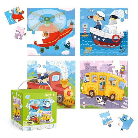 Vehicule, puzzle 4 in 1, Dodo Toys - Publisol.ro