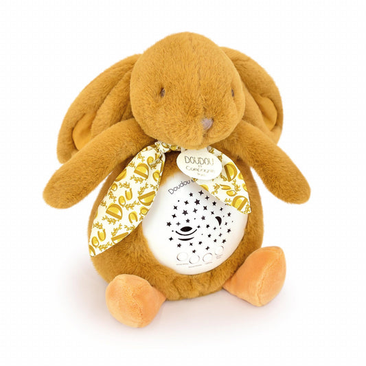 Veioza muzicala cu proiectie, iepuras pufos, 19 cm, bej - Doudou et Compagnie - Publisol.ro