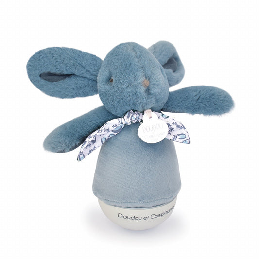 Veioza muzicala iepuras pufos, 16 cm, albastru - Doudou et Compagnie - Publisol.ro
