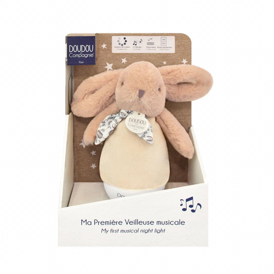 Veioza muzicala iepuras pufos, 16 cm, bej - Doudou et Compagnie - Publisol.ro