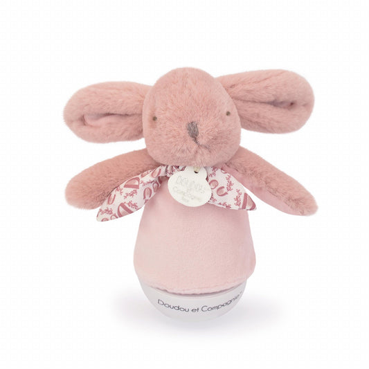 Veioza muzicala iepuras pufos, 16 cm, roz - Doudou et Compagnie - Publisol.ro