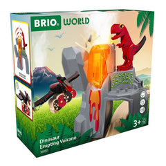 Vulcan in eruptie cu figurina dinozaur pentru trenulete, BRIO - Publisol.ro